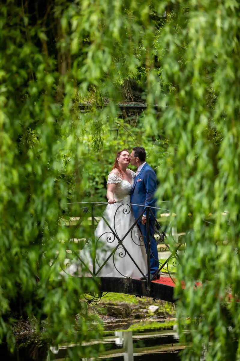 Photo de couple romantique sous les saules